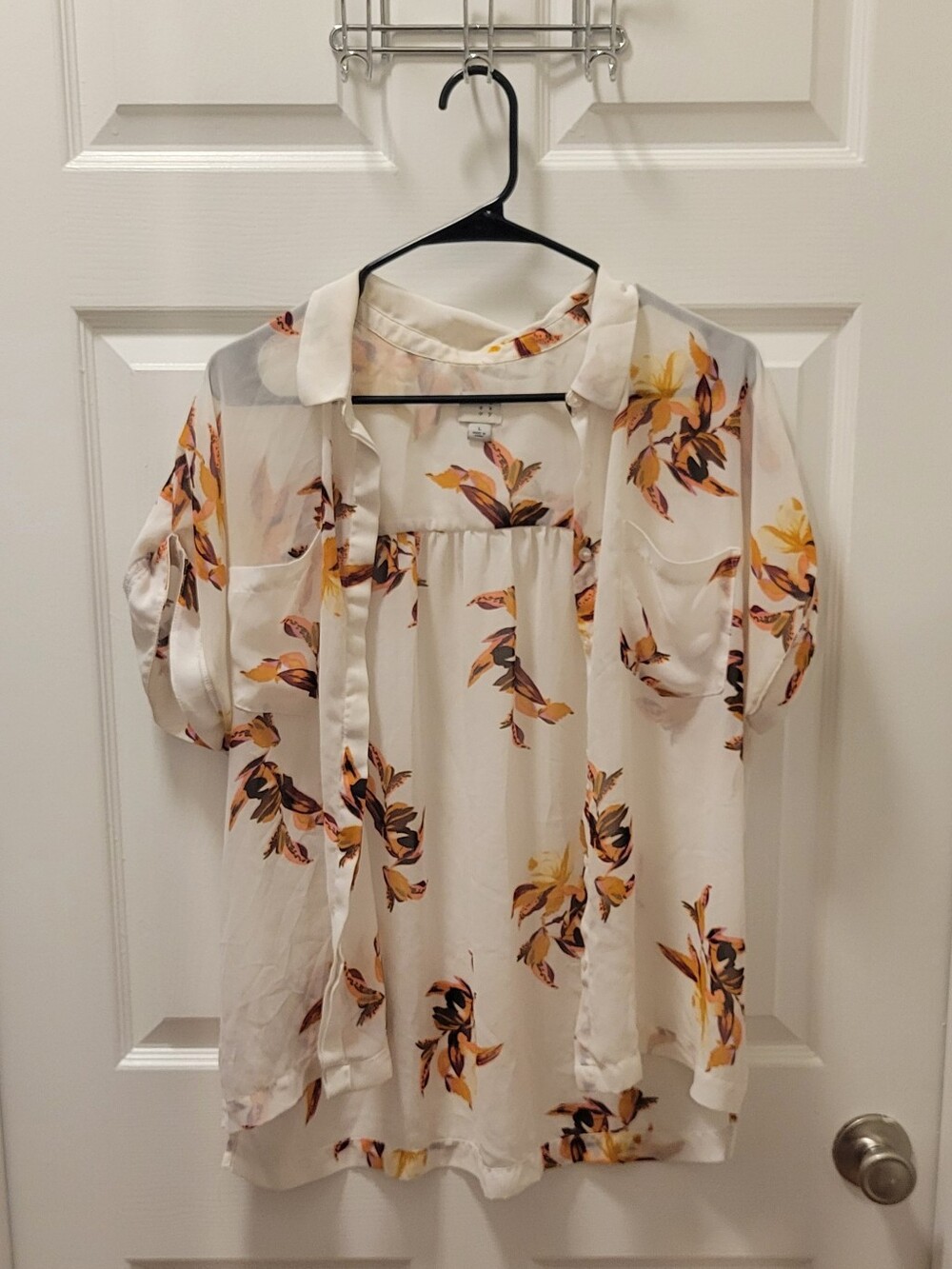 Sheer Floral Button Up